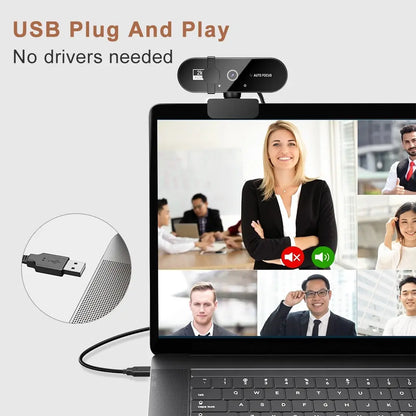 4K & 1080P Mini Webcam | 2K Full HD USB Camera with Microphone, Auto Focus for PC & Laptop
