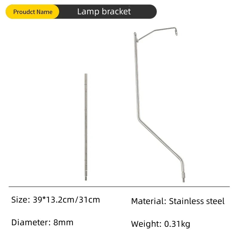 Portable Stainless Steel Light Pole Bracket — Outdoor IGT Table Supply and Desktop Mount Camping Table Accessory