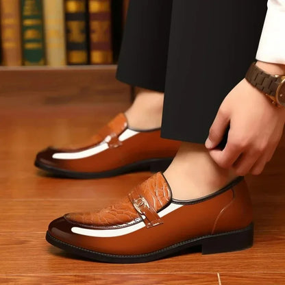 Men's Pointed Toe Patent Leather Dress Shoes - Slip-On Wedding & Business Loafers