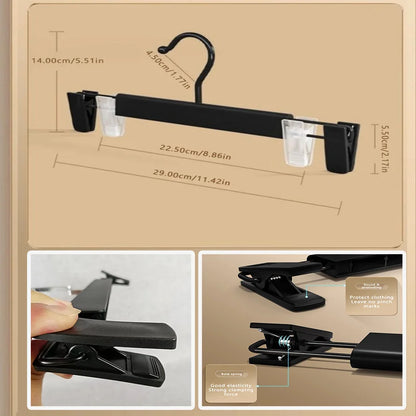 5PCS Adjustable Pants Hangers - Space Saving Anti Slip Metal Clips Rack for Skirts, Clothes, Socks & Lingerie Organizer