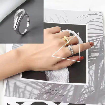VENTFILLE 925 Sterling Silver Adjustable Ring – Vintage Hollow Line Punk Hip Hop Couple Jewelry