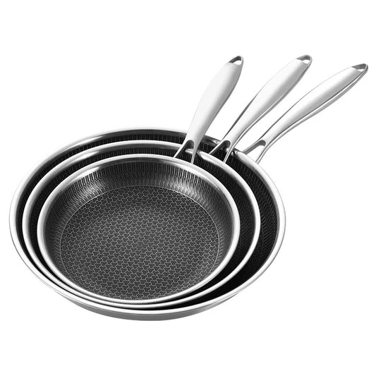 Nonstick Stainless Steel Frying Pan - 20/24/28cm PFOA-Free Hybrid Skillet, Dishwasher Safe for Everyday Cooking