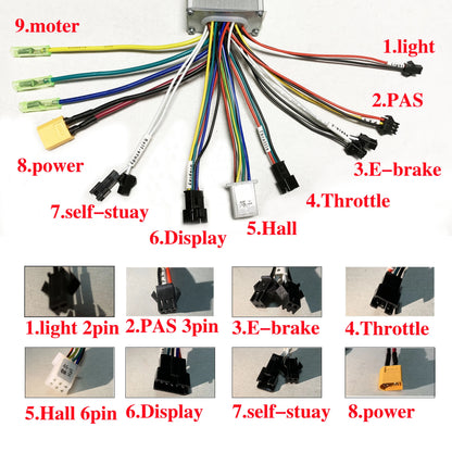 Brushless Motor Controller Kit - 24V/36V/48V 350W-500W E-Bike Sine Wave Controller with S810 LCD Display