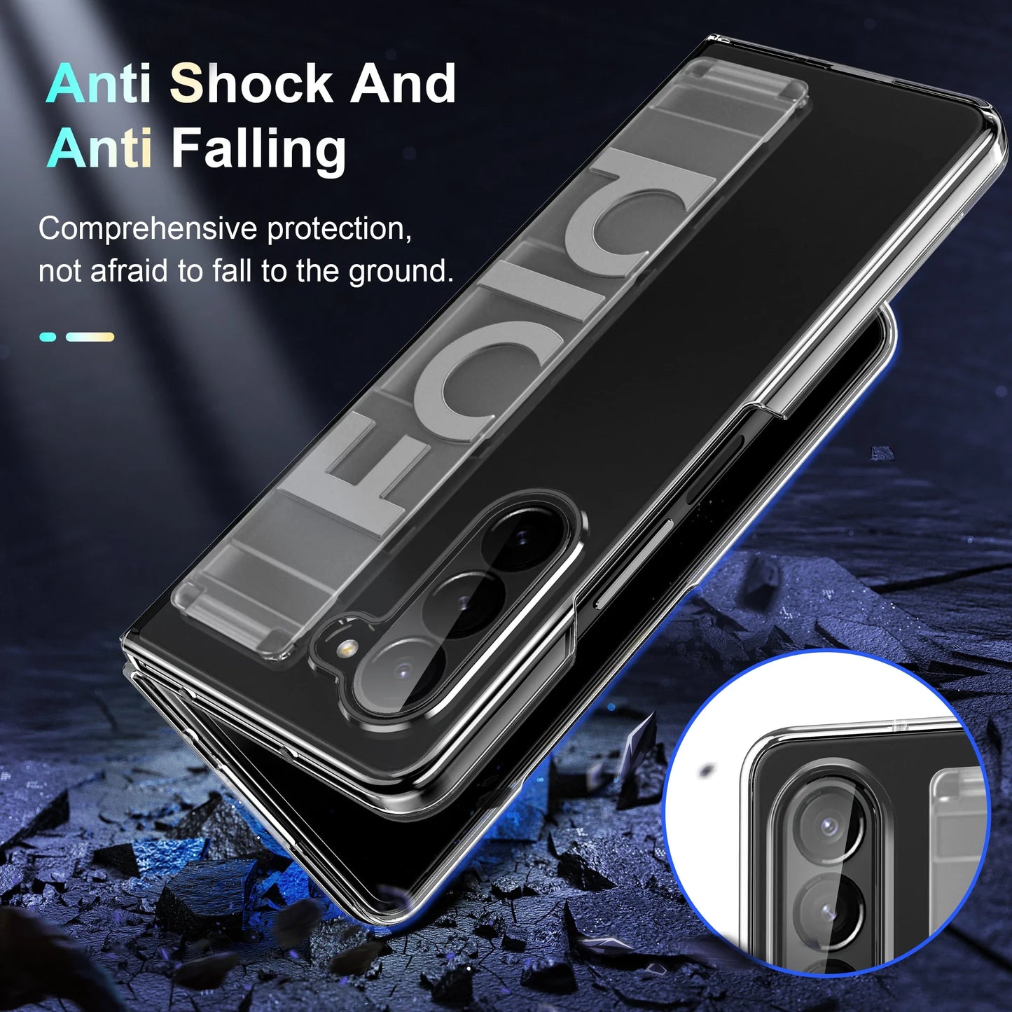 Matte Hard PC Silicone Wrist Strap Case for Samsung Galaxy Z Fold 3-7 – Elastic Armor Cover with Grip & Wristband