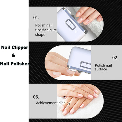 2-in-1 Electric Nail Clipper with Light - Type-C Rechargeable Manicure Machine, Portable Automatic Nail Cutter