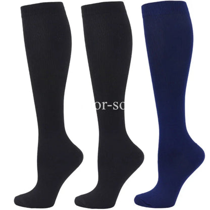 3 Pairs Knee High Compression Socks – Anti-Fatigue Support Stockings for Varicose Veins, Pain Relief & Sports Recovery (Men & Women)