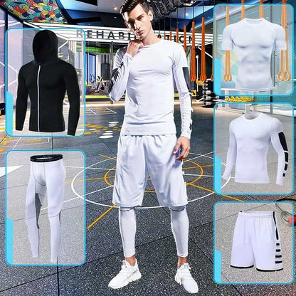 Men's Running Tracksuit Set - Compression Fitness Sportswear With Leggings, Gym Tights & Training Sweatpants