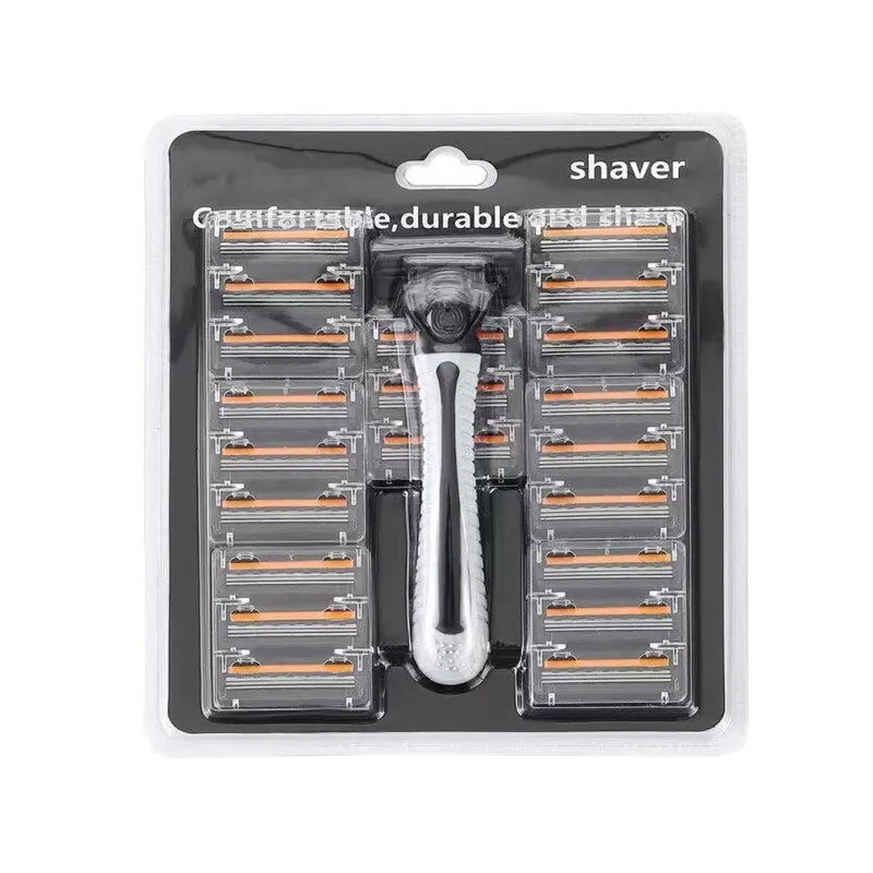 Men’s 3-Layer Reusable Razor - Multi-Tool Shaver with Replaceable Head Design and Imported Blades for Smooth Shaving