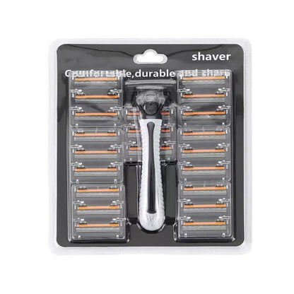 Men’s 3-Layer Reusable Razor - Multi-Tool Shaver with Replaceable Head Design and Imported Blades for Smooth Shaving