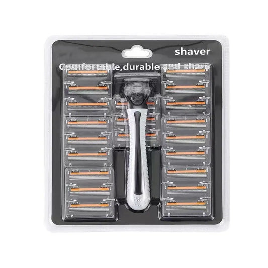 Men’s 3-Layer Reusable Razor - Multi-Tool Shaver with Replaceable Head Design and Imported Blades for Smooth Shaving