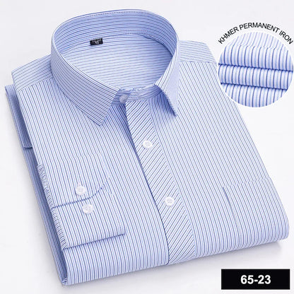 Men’s Plaid Stripe Long Sleeve Shirt - Casual Business Formal Office Shirt with Single Pocket for All Seasons