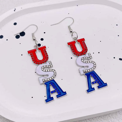 USA Flag Hat Wing Charms Earrings - Patriotic 4th of July Rainbow Flag Dangle Jewelry for Women & Girls
