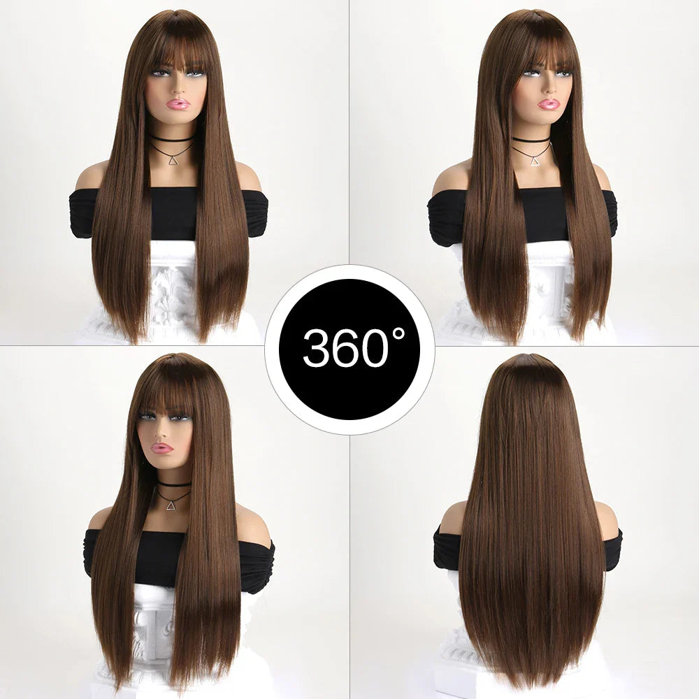 26" Long Straight Synthetic Wig for Women – Colorful Fashion Wig for Daily Wear, Halloween Costume, Party & Cosplay