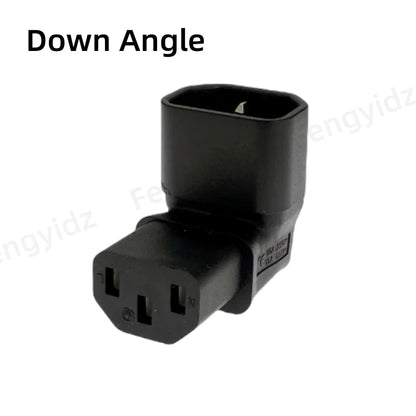 IEC 320 C14 to C13 Adapter - 3-Pin 90-Degree Right-Angle AC Power Extension Converter