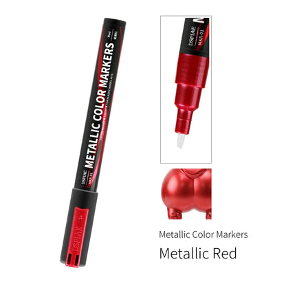 DSPIAE MKA Metallic Brush Marker Pen Set – Eco-Friendly Water-Based Soft Tip Paint Pens (Pink, Orange, Red, Blue, Green, Silver, Gold)