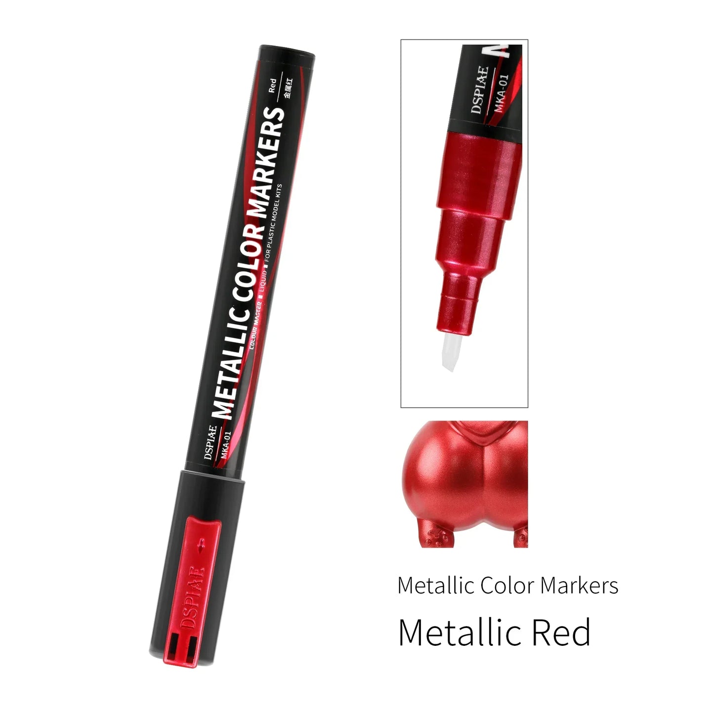 DSPIAE MKA Super Metallic Brush Marker Pens – Water-Based Eco-Friendly Paint Pens (Pink, Orange, Red, Blue, Green, Silver, Gold)