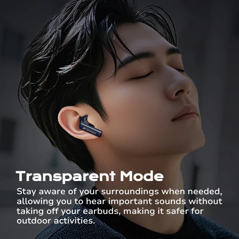 Sansui W28 ANC Bluetooth Earbuds – -52dB Noise Cancelling, 6-Mic HD Calls, In-Ear Detection, Comfort Fit for Sports & Work