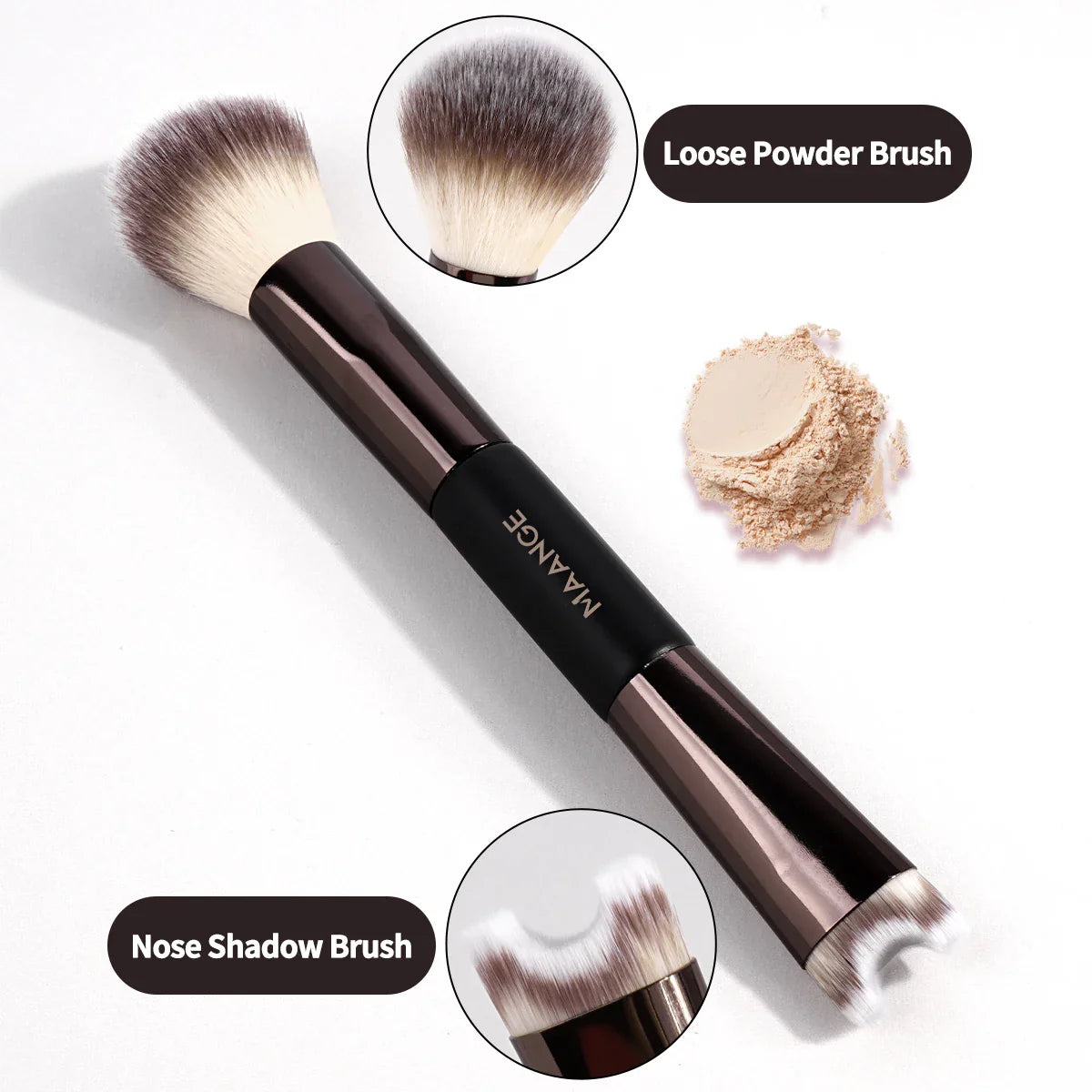 MAANGE U-Shaped Nose Contour Brush – Double Head Makeup Brush for Sculpting, Defining, Foundation & Highlighter