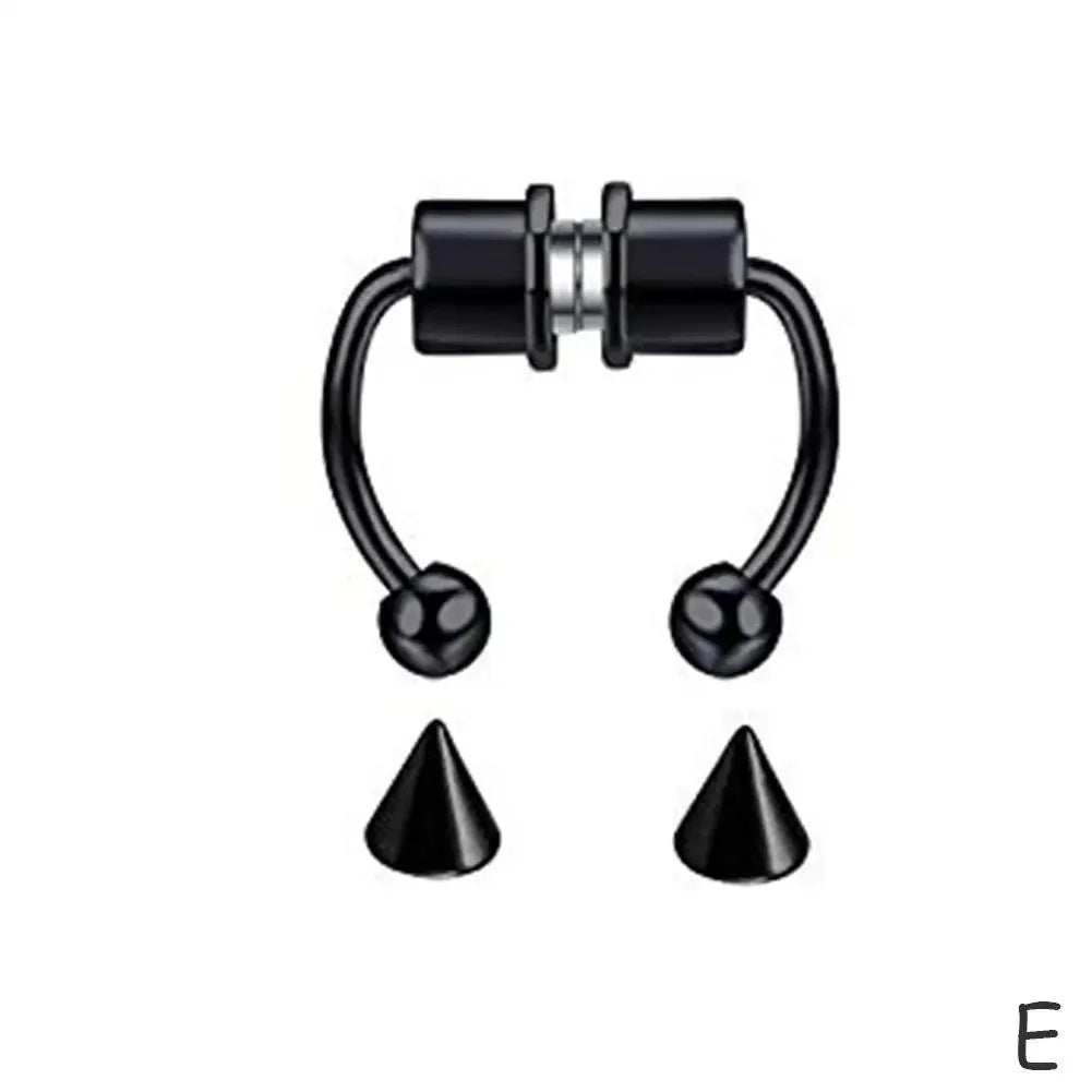 Women’s Fake Septum Piercing – Stainless Steel Magnetic Nose Hoop Clip, Punk Rock Body Jewelry Gift