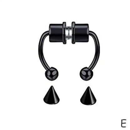 Women’s Fake Septum Piercing – Stainless Steel Magnetic Nose Hoop Clip, Punk Rock Body Jewelry Gift
