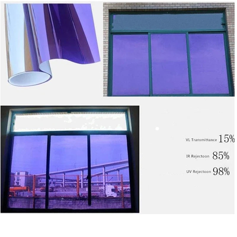 Solar Reflective Window Film - Insulation Privacy Glass Tint Sticker with 99% UV Protection for Home & Office Windows