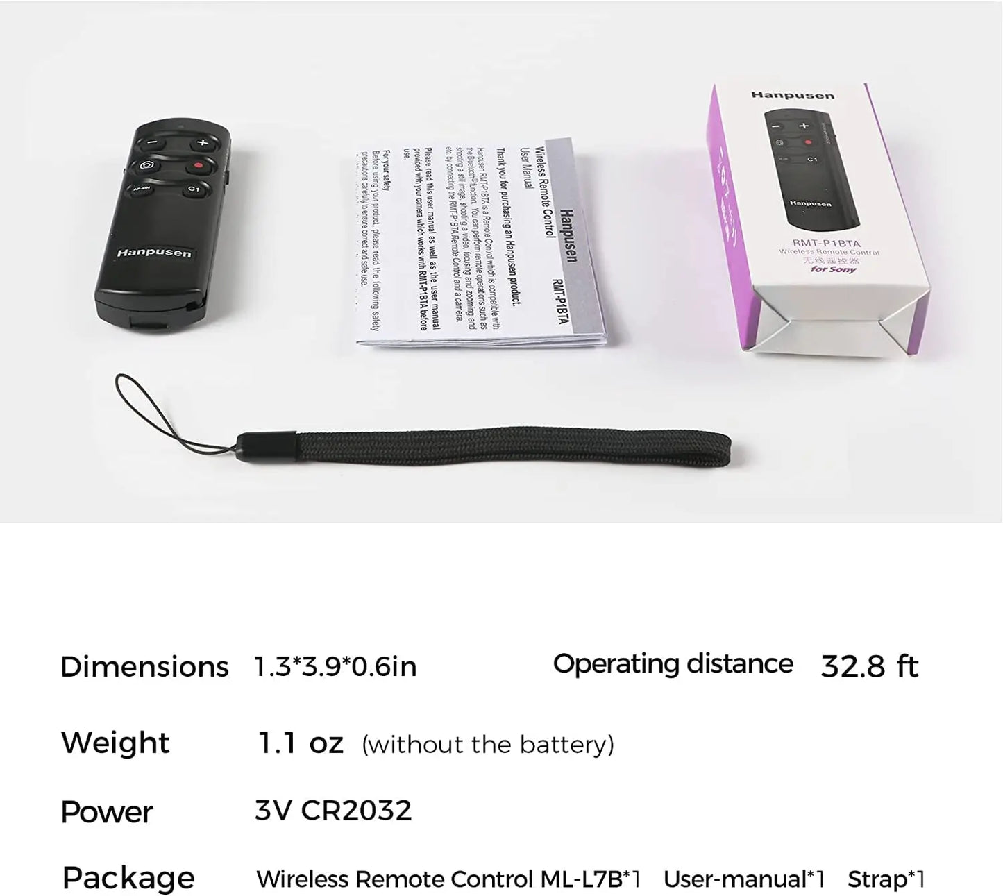Hanpusen RMT-P1BTA Wireless Camera Remote - Bluetooth Shutter Release for Sony ZV-1F, A7IV, A6700 & More