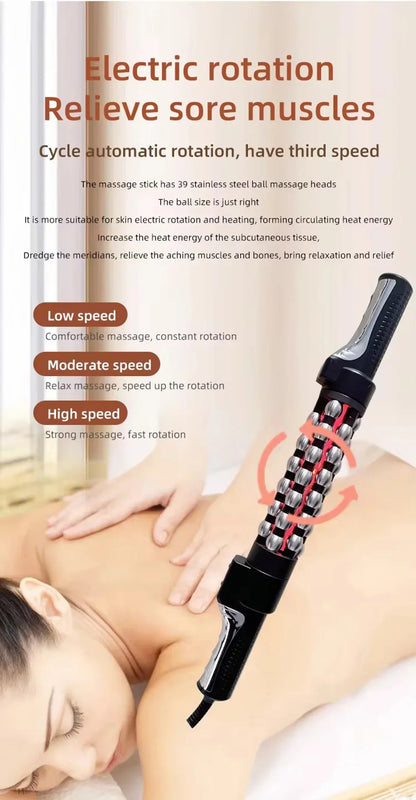 Red Light Heated Massage Device – 360 Rotating Muscle Relaxation Roller for Full Body & Anti-Cellulite Treatment