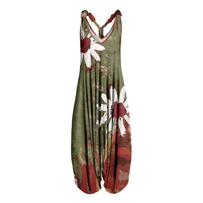 Bohemian Wide Leg Jumpsuit - Vintage Mandala Paisley Print Loose Fit Backless Women Harem Romper