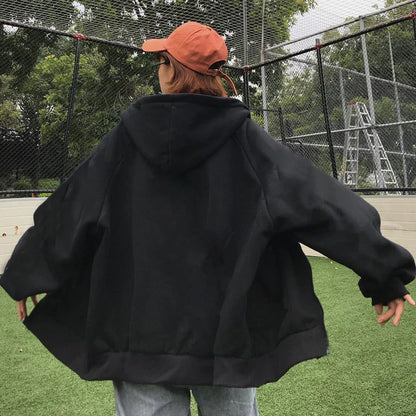Fashion Men's Oversized Jacket – Long Sleeve Zipper Hoodie for Streetwear and Casual Style