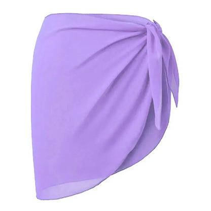 Women's Summer Sheer Sarong Cover-Up - Solid Chiffon Bikini Wrap Beach Skirt