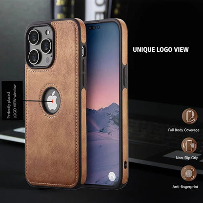 Ultra Thin Leather Phone Case: Shockproof Slim Cover for iPhone 14/13/12/11 Pro Max XS XR X SE 7/8 Plus - Soft Business Back Bumper