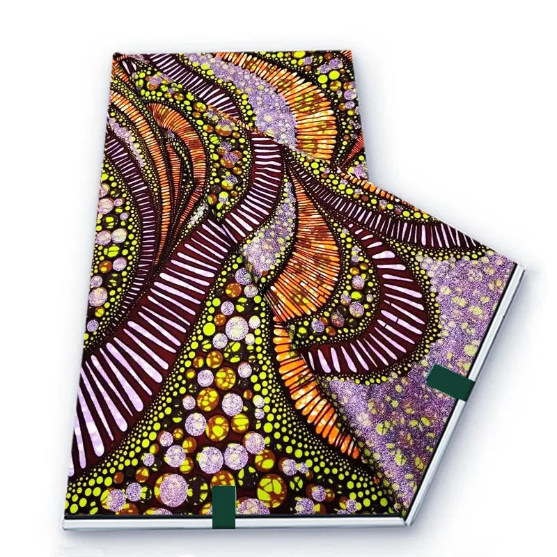 2026 African Real Wax Fabric - 100% Cotton Soft Ankara Batik Gold Print