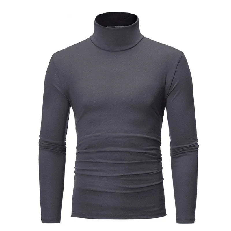 Men's Thin Turtleneck Sweater - Spring Autumn Knitted Warm Pullover Full Color Casual Top