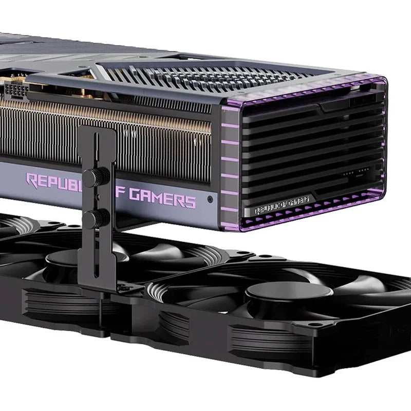 Adjustable GPU Support Bracket - Metal Graphics Card Holder with Fan Support Mount for PC Chassis