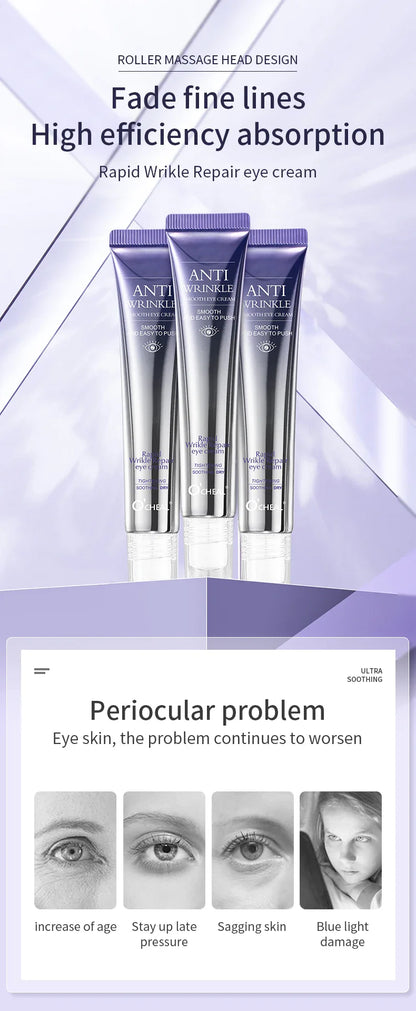 O'CHEAL Anti-Wrinkle Eye Cream Roller – Dark Circle & Puffiness Reducer with Hyaluronic Acid for Anti-Aging Skin Care