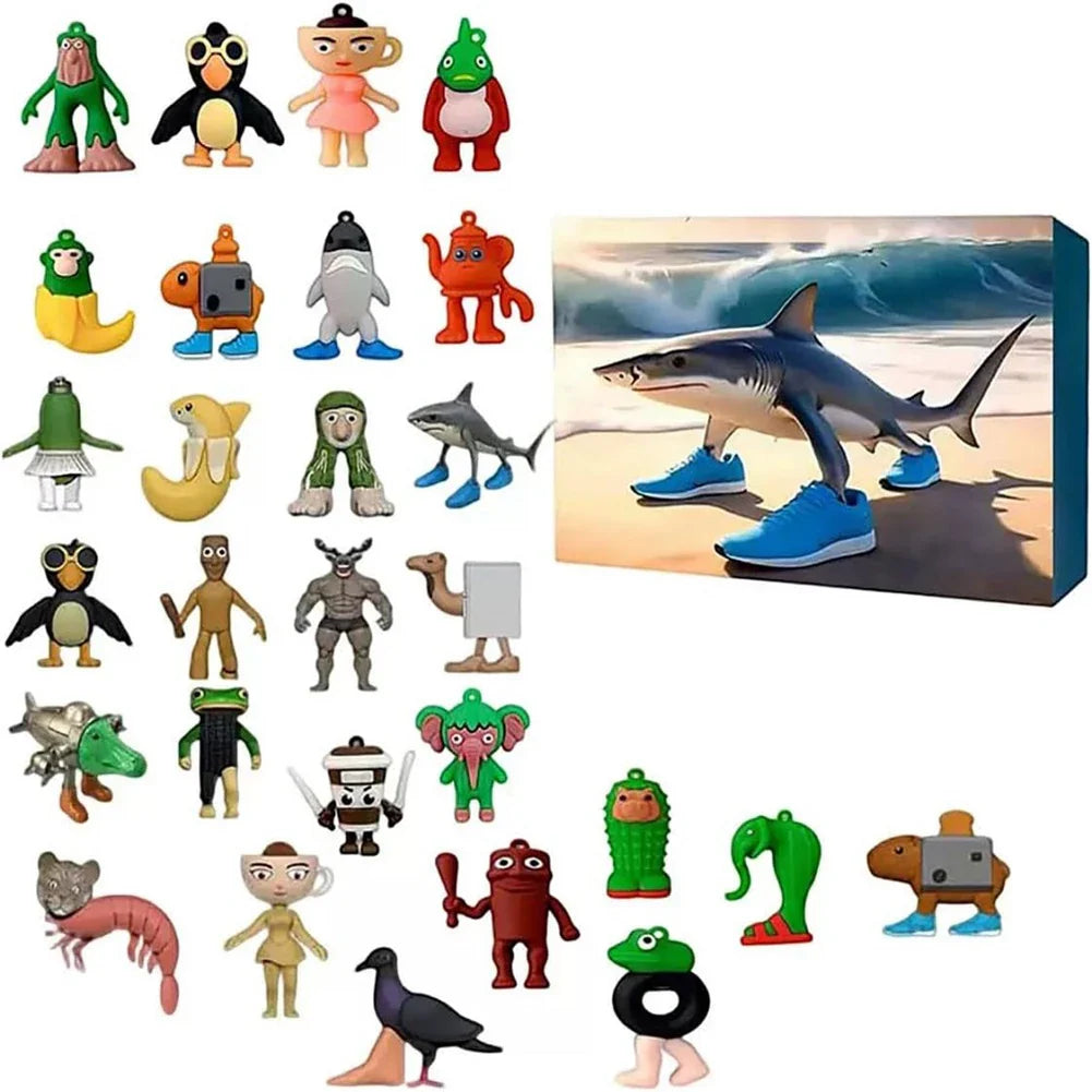 24-Day Advent Calendar – Cartoon Character Collectible Silicone Mini Figures & Surprise Ornaments Gift