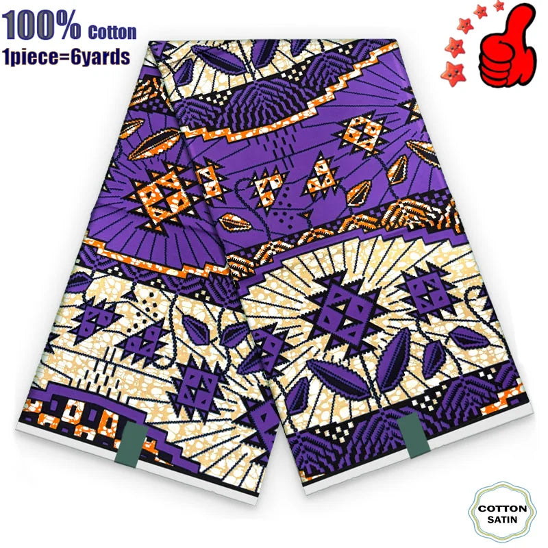African Real Wax Print Fabric - 100% Cotton Ghana Nigeria Style Ankara Batik Sewing Material