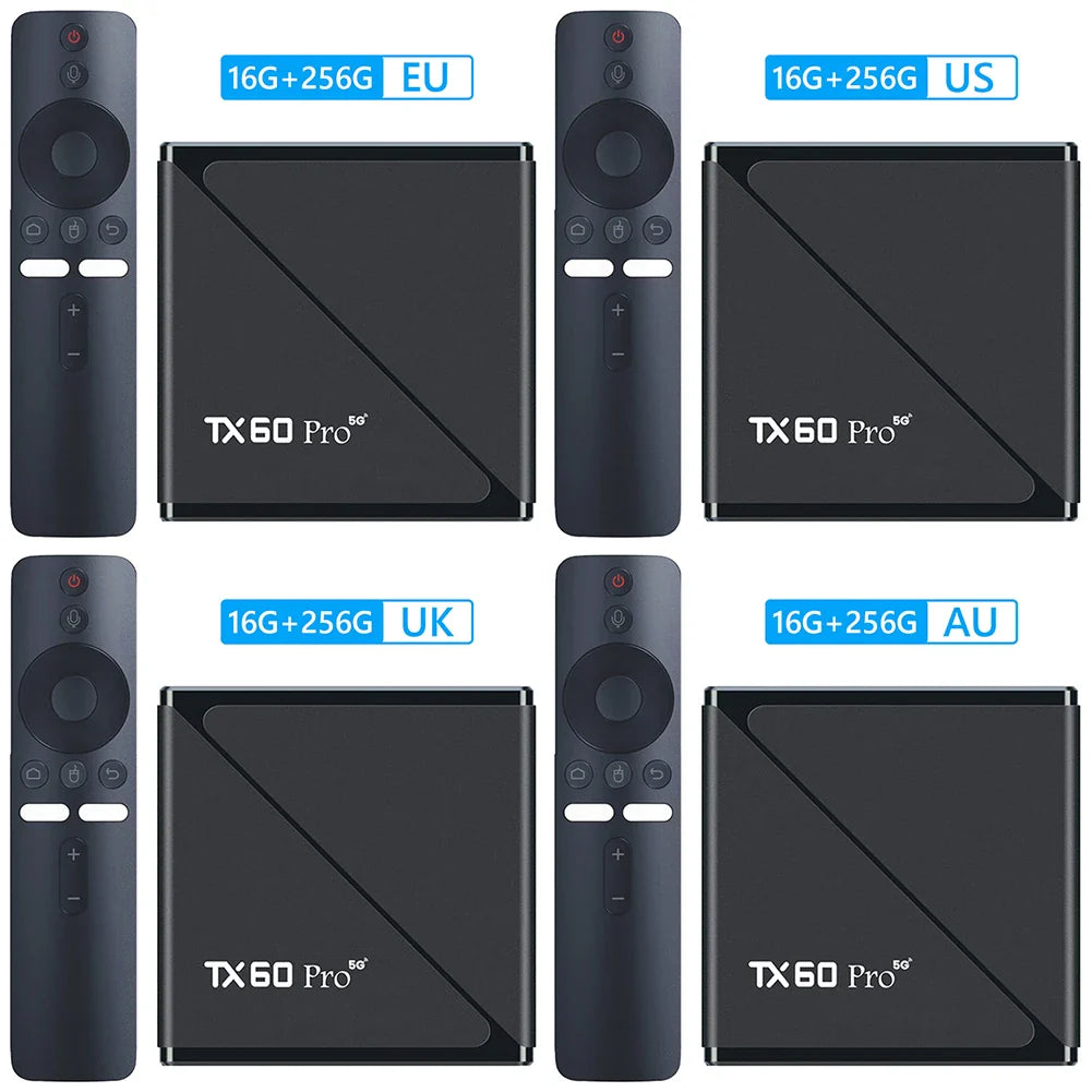 Android 16 Smart TV Box — Allwinner H313 Quad-Core, Dual WiFi 2.4G/5G, 14K Media Player with Voice Remote (16G/256G)