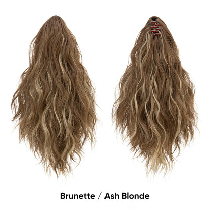 13-Inch Premium Synthetic Curly Claw Clip Ponytail – Blonde Brown Short Hairpiece, Fake Hair Extensions P064