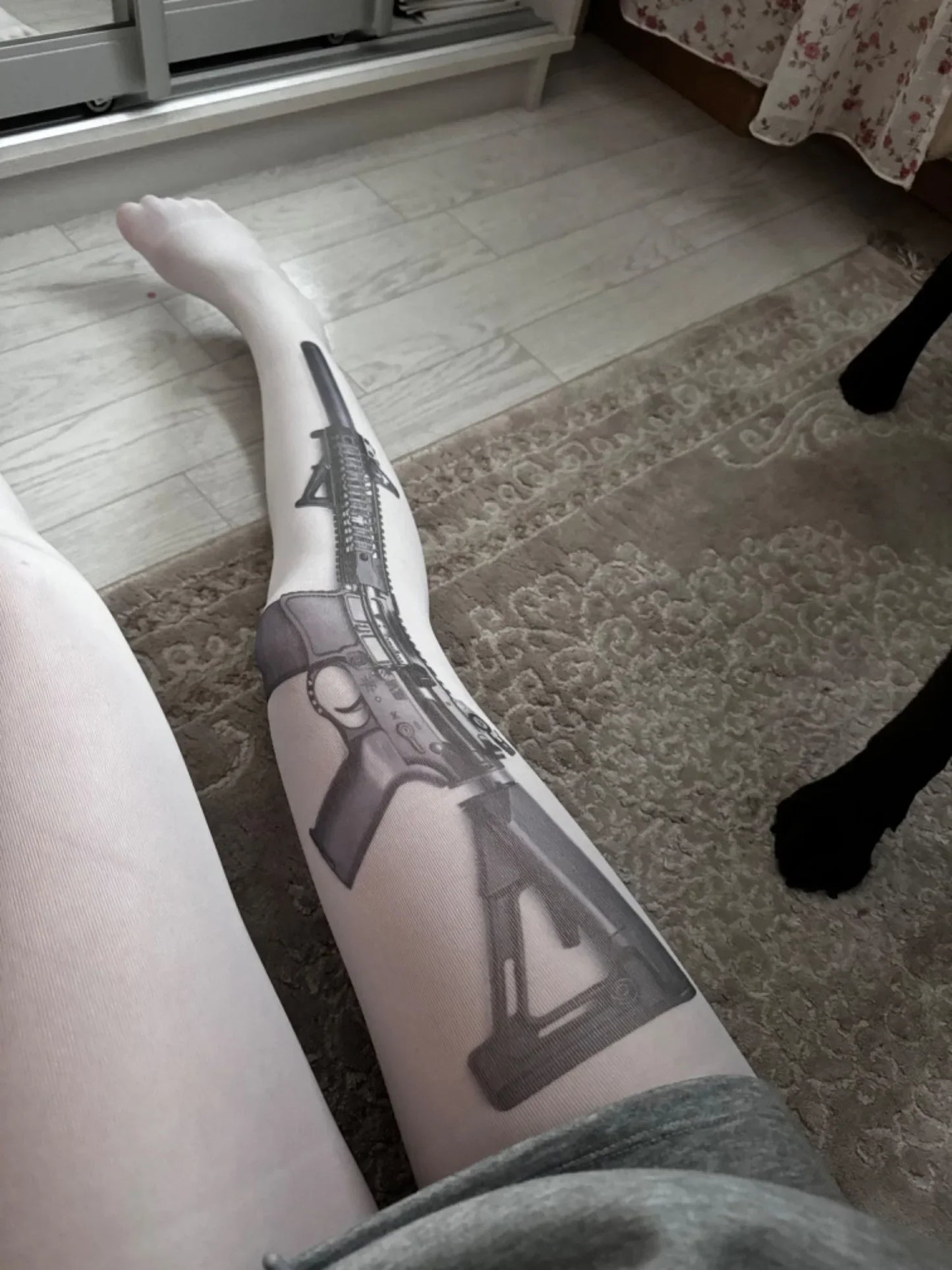 Y2K Letter Pattern Tights - Punk Black & White Sheer Stockings for Women, JK Fashion Style