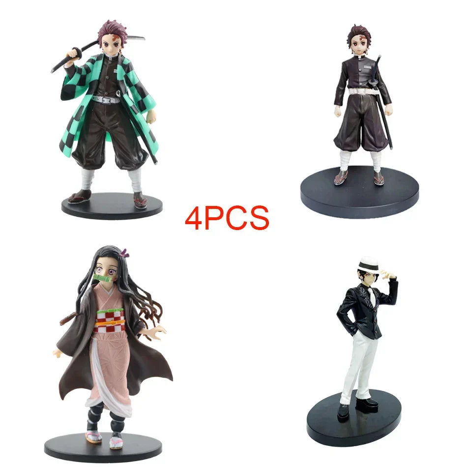 Anime Demon Slayer Kimetsu No Yaiba Action Figures – Tanjirou, Nezuko, Zenitsu & Inosuke PVC Model Toys