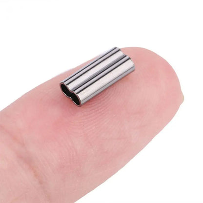 100PCS Fishing Crimping Sleeves - Single & Double Barrel Tackle Line Connectors