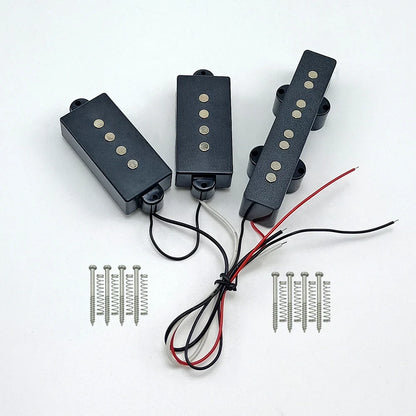 Alnico 5 Bass Pickup Set - PB & JB Bridge Pickup with Black ABS Bobbin for 4-String Bass Guitar