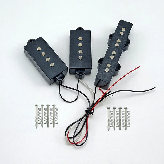 Alnico 5 Bass Pickup Set - PB & JB Bridge Pickup with Black ABS Bobbin for 4-String Bass Guitar