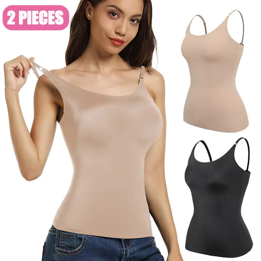 2PCS Women's Tummy Control Shapewear - Seamless Slimming Compression Camisole Tank Top