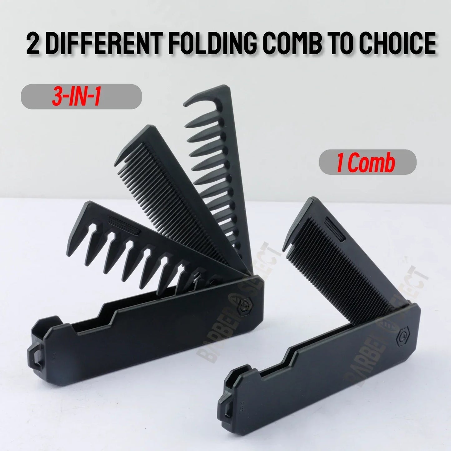 Newest 1/2/3-in-1 Portable Folding Comb – Wide Tooth Barber Clipper, Mini Beard & Hair Combing Styling Tool