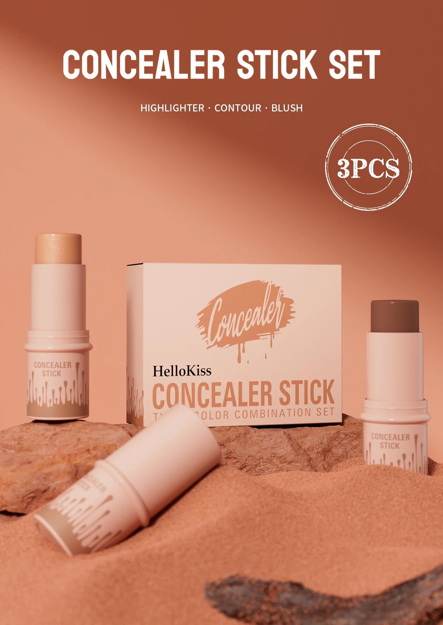 Contour Stick Set – Natural Matte Finish Highlighters & Shadow, Waterproof V-Face Shaping Contour Wand for Face Makeup