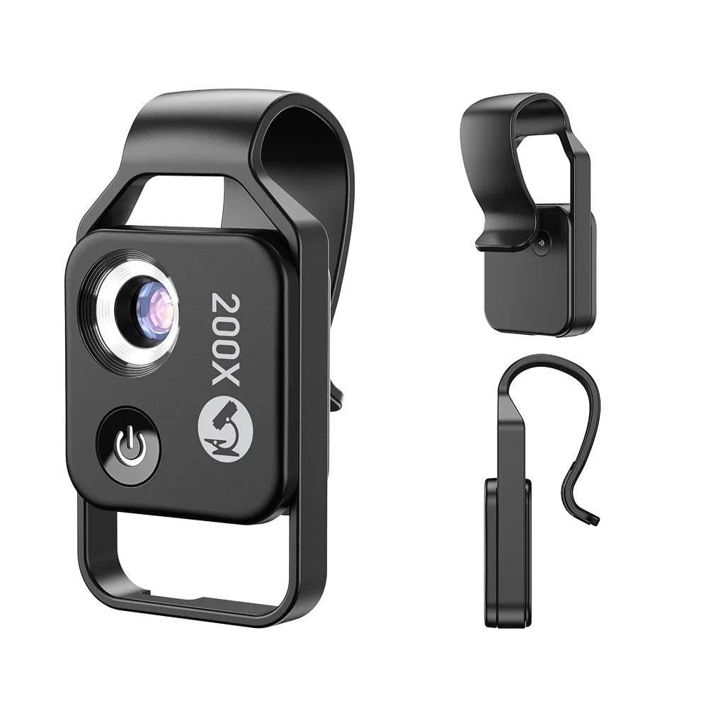 100X/200X Microscope Phone Lens with Clip – Magnifier for Plants, Insects, Hair, Skin, Jewelry & Jade Inspection