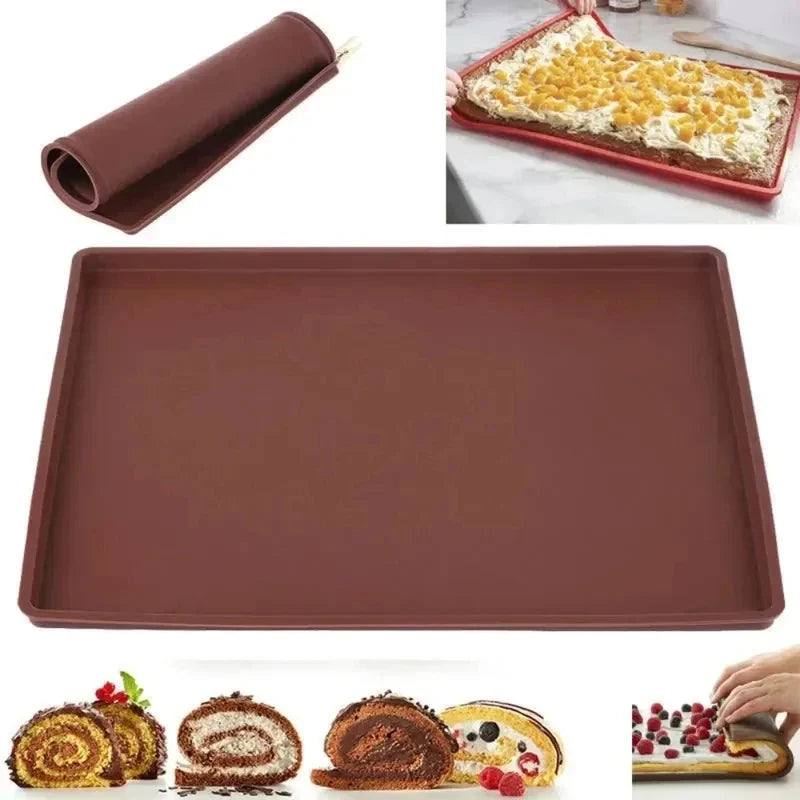 Non-Stick Silicone Baking Mat - Reusable Macaron, Swiss Roll & Pastry Baking Sheet