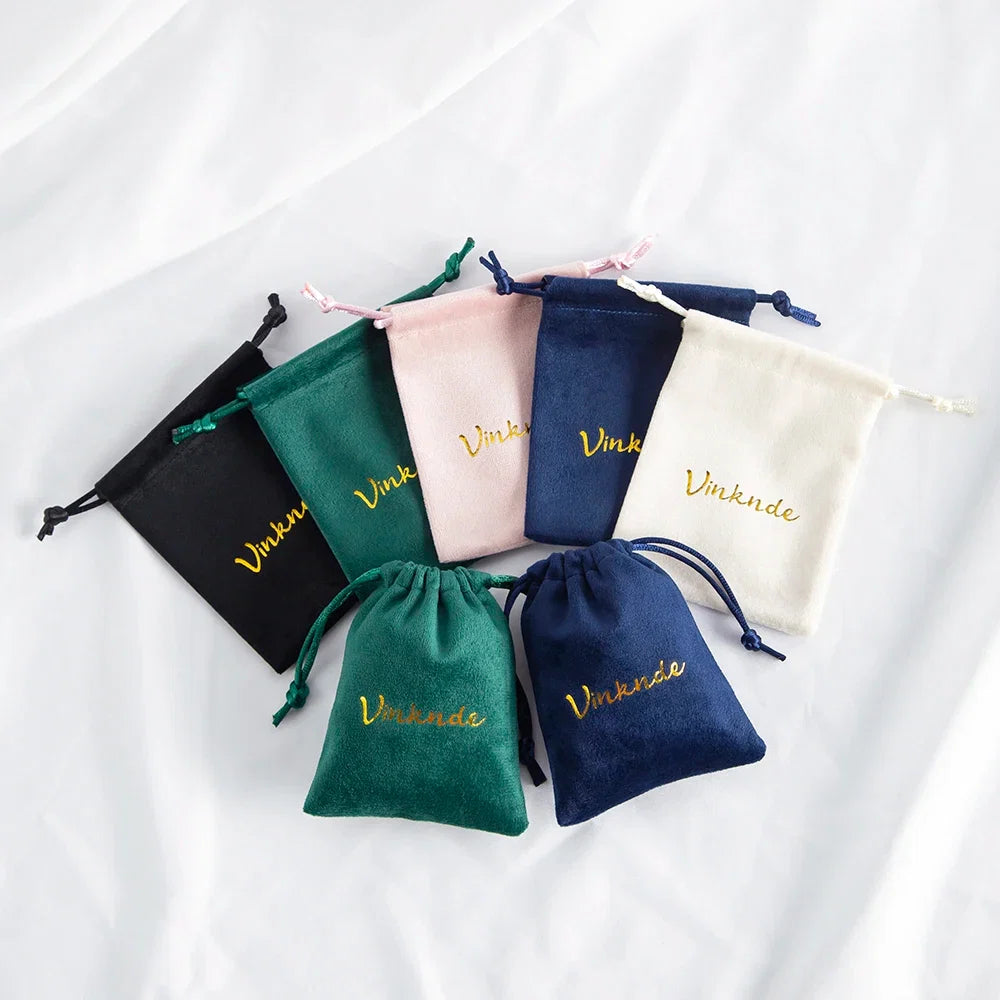 100-Pack Velvet Drawstring Jewelry Pouches - Personalized Logo Gift Bags for Wedding Favors, Candy & Makeup Packaging